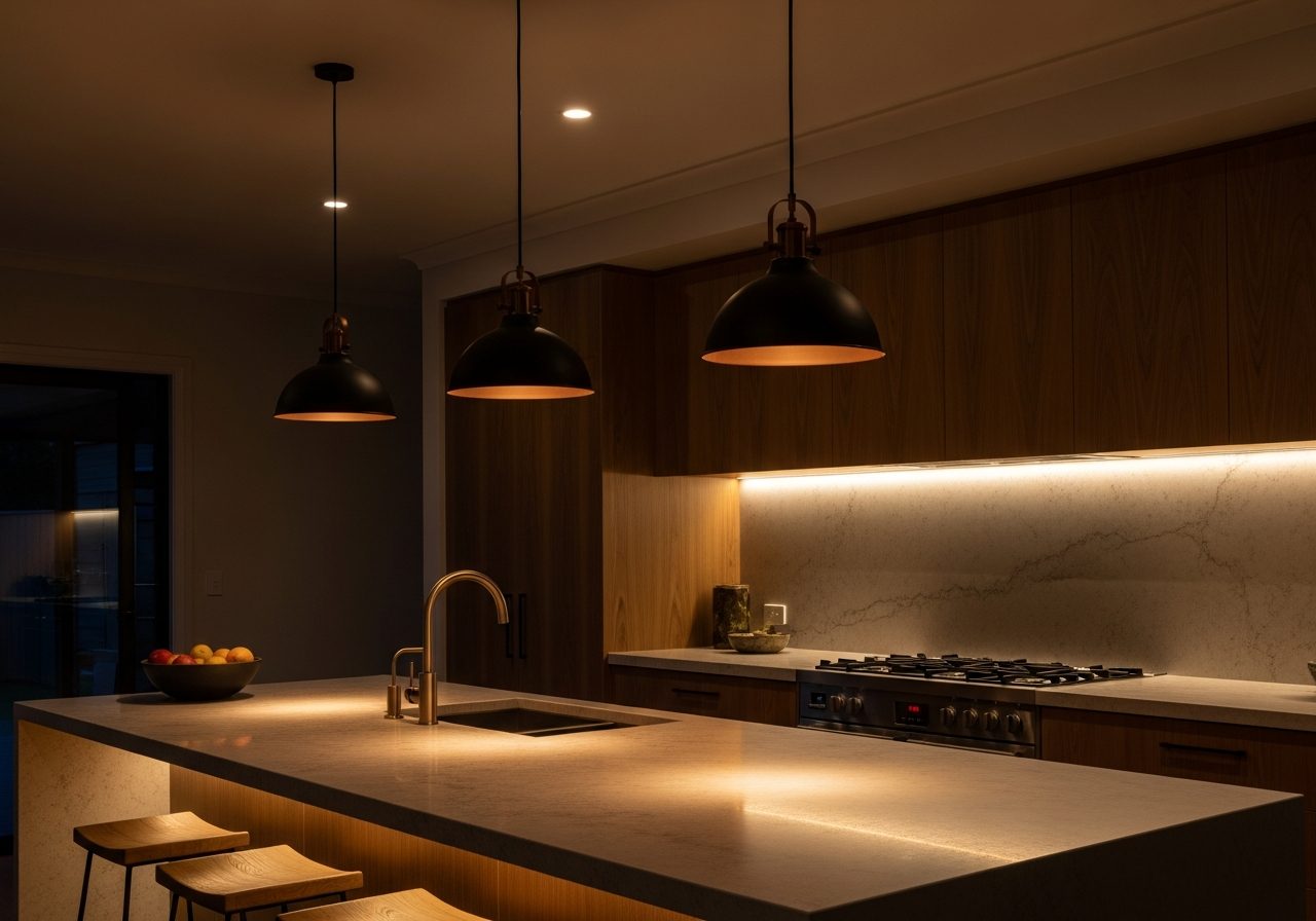 Kitchen island pendants wired to dimmers